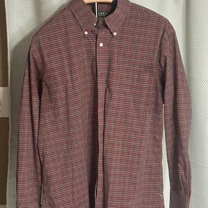 Ralph Lauren Men's Red and Black Plaid Shirt
